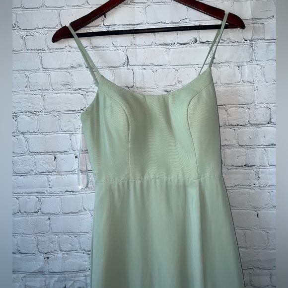 Azazie light green polyester formal long dress size M - Picture 6 of 14